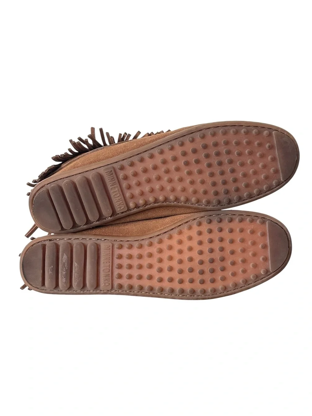 Minnetonka Women's Brown Suede Fringe Ankle Moccasin Booties Boho Festival  10